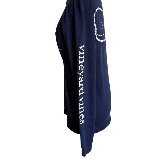 Vineyard Vines Mens T-Shirt XS Long Sleeve Heathered Vintage Whale Pocket Navy - Picture 4 of 8